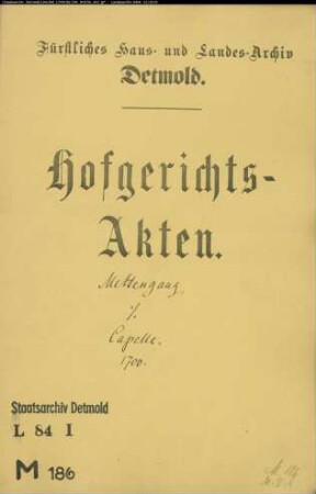 Mettengang, Johann Bernd gegen Johann Dietrich Capelle - Schuldforderung