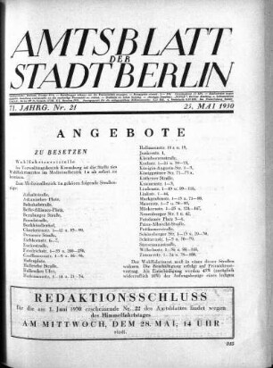 1930,21: Nr. 21, 25. Mai 1930