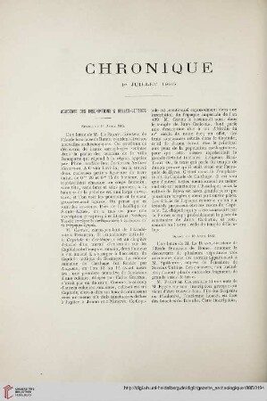Chronique: 1er Juillet 1885