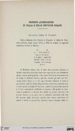 30: Scoperte archeologiche in Italia e nelle provincie romane