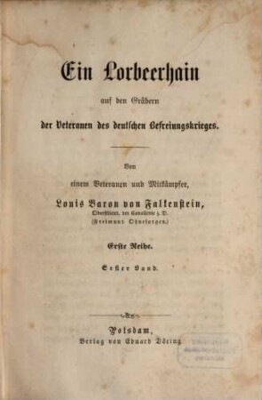 Ein Lorbeerhain auf den Gräbern der Veteranen des deutschen Befreiungs-Krieges, 1