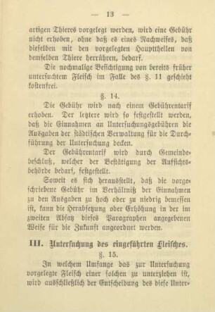 III. Untersuchung des eingeführten Fleisches