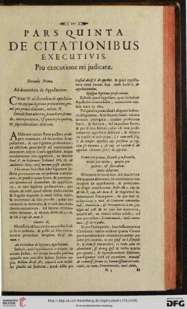 Pars quinta de Citationibus: Executivis. Pro executione rei judicatae
