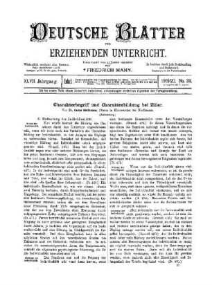 Charakterbegriff und Charakterbildung bei Ziller : (Fortsetzung)