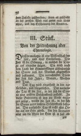 III. Stück. Von der Zeitrechnung oder Chronologie.