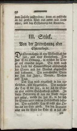 III. Stück. Von der Zeitrechnung oder Chronologie.