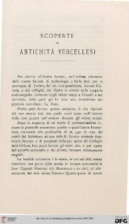 5: Scoperte di antichità vercellesi