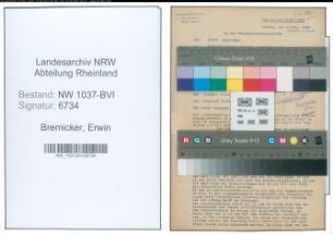 Entnazifizierung Erwin Bremicker , geb. 19.10.1904 (Schlosser)