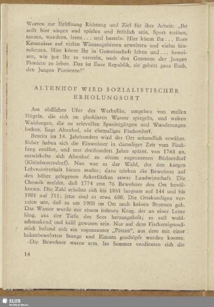 Altenhof wird sozialistischer Erholungsort