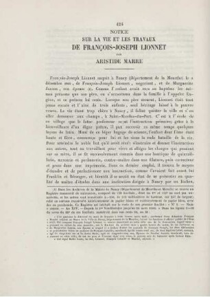 Notice sur la vie et les travaux de Francois-Joseph Lionnet.