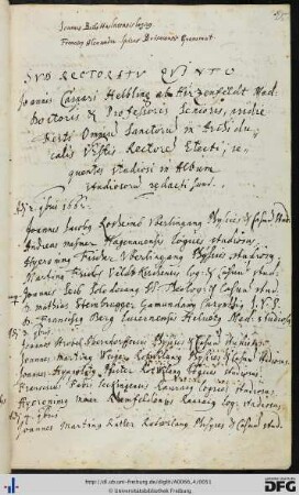 [fol. 25] Rektorat Johann Caspar Helbling 1662/63