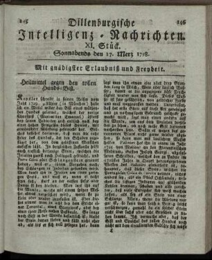 XI. Stück. Sonnabends den 17. Merz 1798.