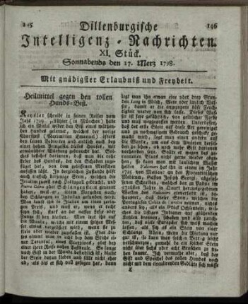XI. Stück. Sonnabends den 17. Merz 1798.