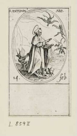 Feburar - Heiliger Antonius, Blatt 13 der Folge "Les images de tous les saincts et saintes de l'année"