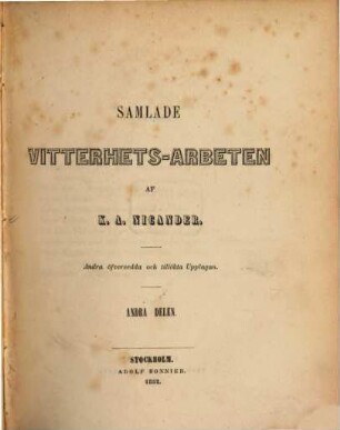 Samlade vitterhets-arbeten, 2
