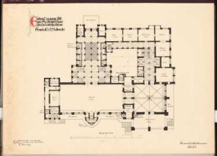 Fest- und Gesellschaftshaus für die deutsche Marine Schinkelwettbewerb 1899: Grundriss 1. OG 1:200