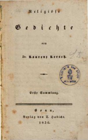Religiöse Gedichte : 2 Sammlungen, 1.