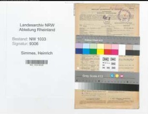 Entnazifizierung Heinrich Simmes , geb. 04.12.1922 (Polizeibeamter)