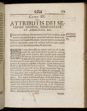 Caput IIX. De Attributis Dei Secundi Ordinis, Immensitate Et Æternitate Dei.