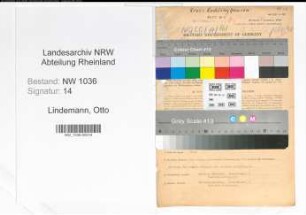 Entnazifizierung Otto Lindemann , geb. 22.05.1898 (Steiger)