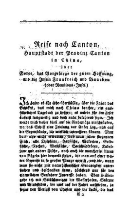 ...über Goree, das Vorgebirge der guten Hofnung, und die Inseln Frankreich und Bourbon (oder Reunions-Inseln.)