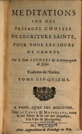 Meditations Sur Des Passages Choisis De L'Ecriture Sainte Pour Tous Les Jours De L'Année : Traduites de l'Italien, 5