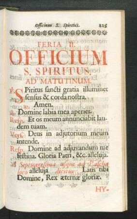 Feria II. Officium S. Spiritus