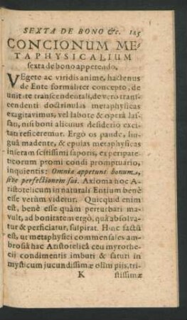 Concionum Metaphysicalium sexta de bono appetendo.
