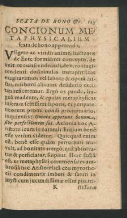 Concionum Metaphysicalium sexta de bono appetendo.