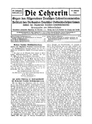 Zur zweiten Erhebung der Versäumnisstatistik des Verbandes Deutscher Volksschullehrerinnen