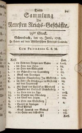 29tes Stuck. Schwabach, den 23. Junii, 1758.