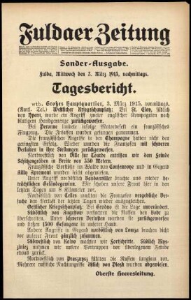 Ausgabe vom Mittwoch, den 03. März 1915.