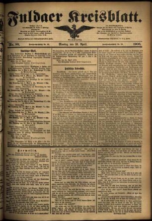Ausgabe vom Montag, den 30. April 1906.