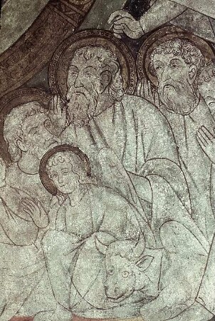 Christus in der Mandorla, umgeben von Aposteln, den Evangelisten und dem heiligen Clemens