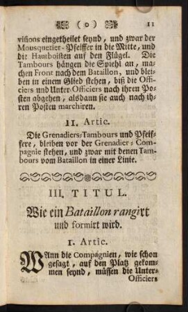 11-22, III. Titul. Wie ein Bataillon rangirt und formirt wird.