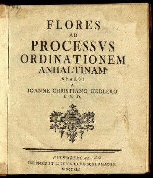 Flores Ad Processus Ordinationem Anhaltinam