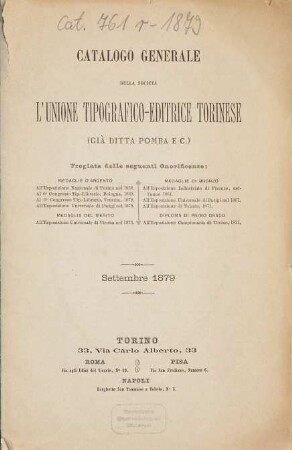 Catalogo generale, 1879, Sept.