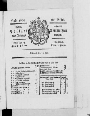 28tes Stück., Ausgabe vom 13. Juli 1796