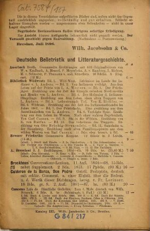 Antiquarischer Katalog. 137. 1896