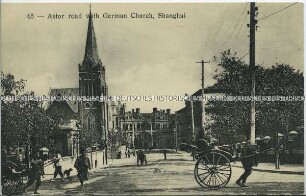 Ansicht aus Shanghai mit der deutschen Kirche