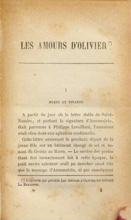 Les amours d'Olivier : saite et fin de la Baladine, 1