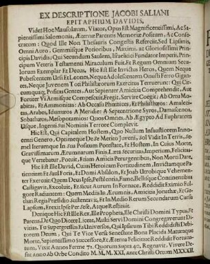 Ex Descriptione Jacobi Saliani Epitaphium Davidis.