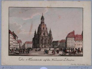 Dresden, die Frauenkirche auf dem Neumarkt von Südwesten, im Hintergrund rechts das Coselpalais