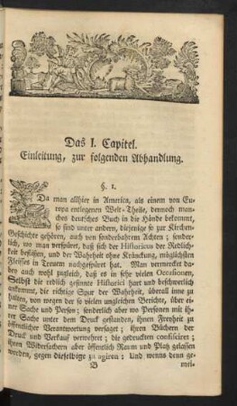 Das I. Capitel. Einleitung, zur folgenden Abhandlung.