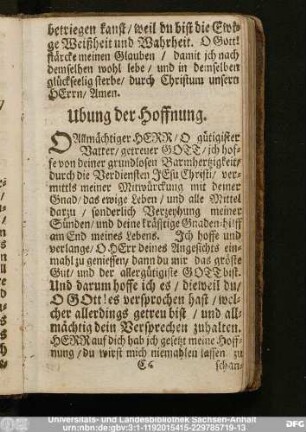 Ubung der Hoffnung.