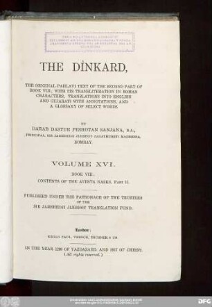 16: Book VIII., contents of the Avesta Nasks, part II