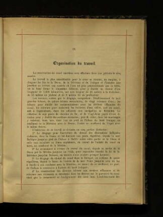 IX Organisation du travail