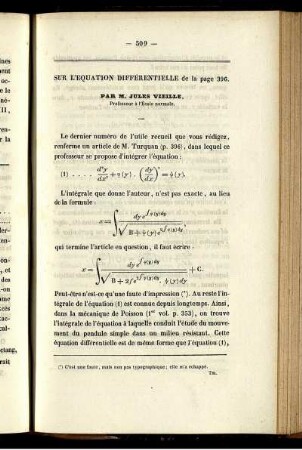 Sur l´equation differentielle de la page 396.