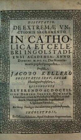 Disputatio De extremae unctionis sacramento