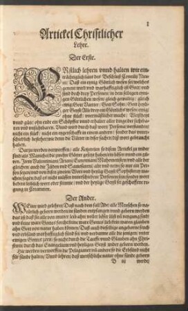 Artickel Christlicher Lehre.